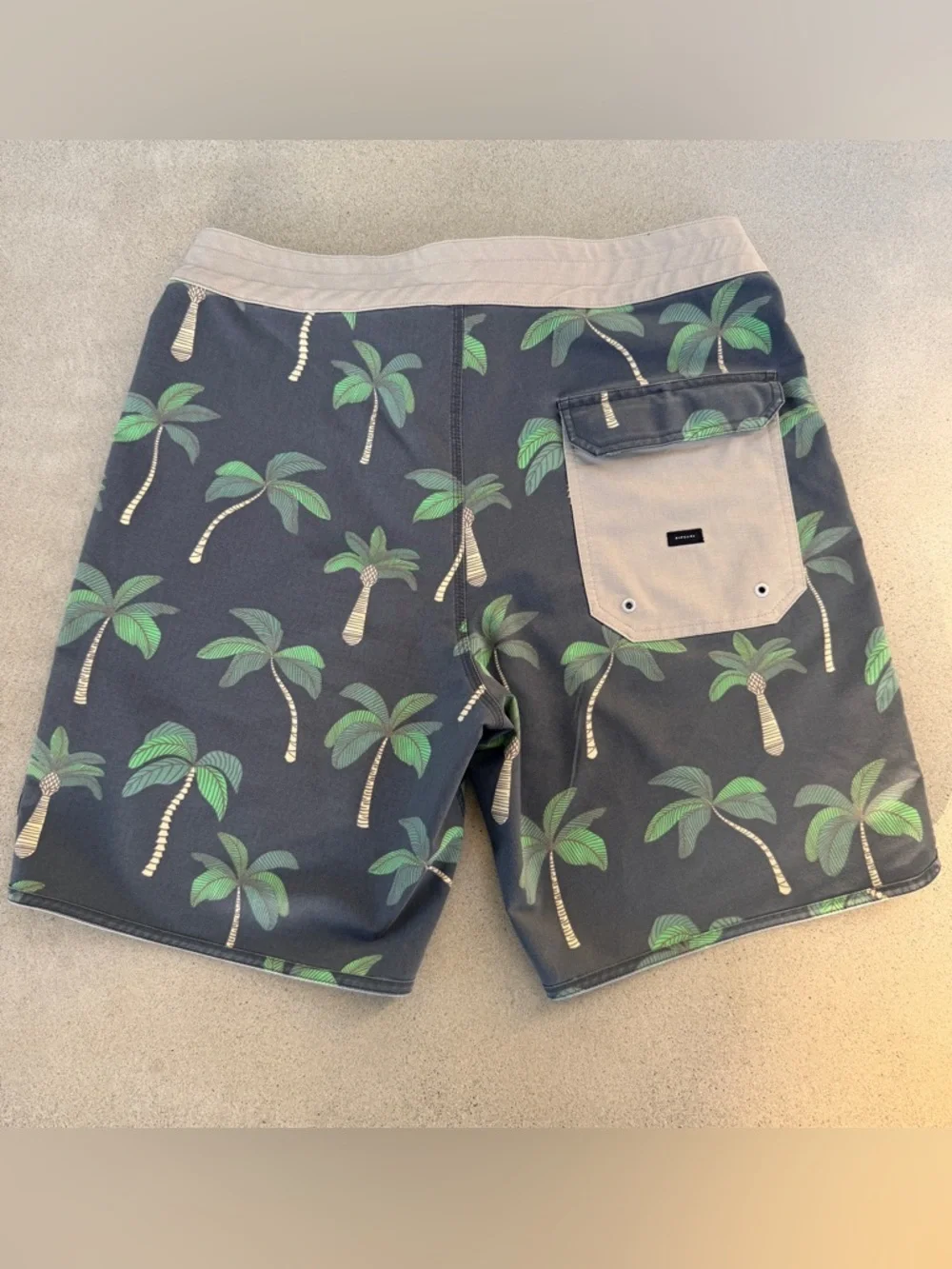 Rip Curl Mirage Men’s Sz 32 Board Shorts Swim Trunks Gray Palm Trees 🌴